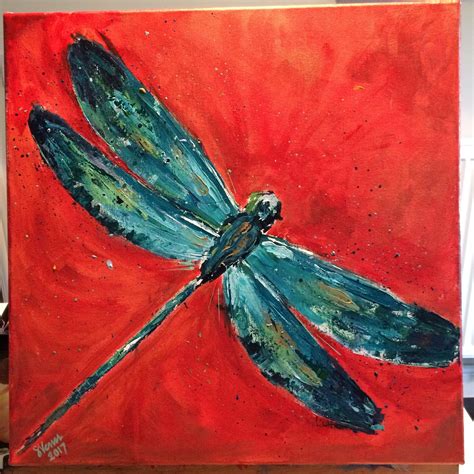 Dragonfly By Shirmila Venn Acrylics On Canvas Water Painting