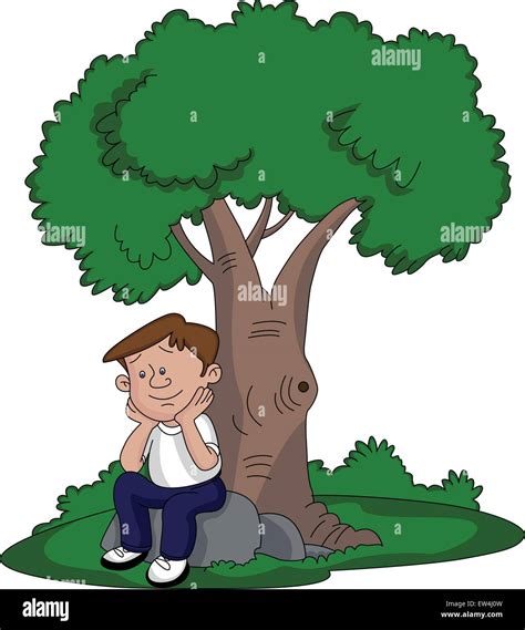 Man Standing Clipart Black And White Tree