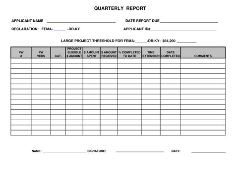 Quarterly Progress Report Blank Form | Templates at ...