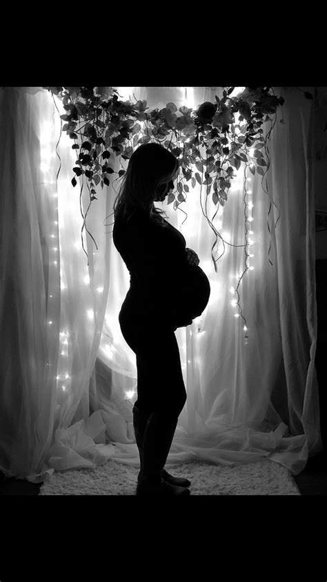 Pregnancy Silhouette Photo Black And White Floral Backdrop Photography