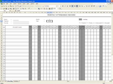Student Attendance Record Excel Templates