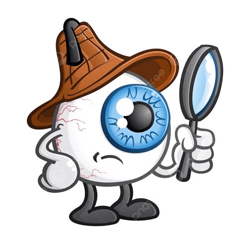 Cartoon Detective With Magnifying Glass Detective Illustration Secret