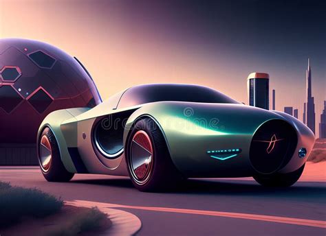 Retro Car Futurism Concept Illustration Ai Generated Image Stock