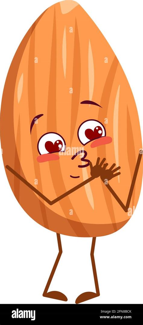 Cute Almond Character Falls In Love With Eyes Hearts Face Arms And Legs The Funny Or Smile
