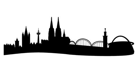 Cologne skyline with gray buildings, blue sky and reflections. Autoaufkleber Kölner Skyline - Fanartikel | koelngeschenk.de