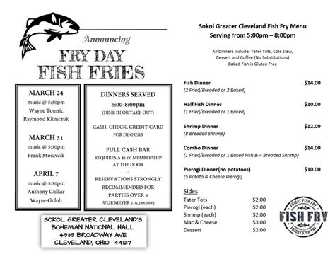 Fry Day Fish Fries Bohemian National Hall
