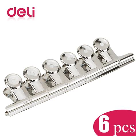 Deli 6pcspack Clip 51mm Silver Metal Stainless Steel Grip Clips