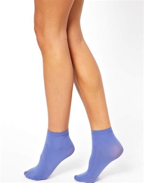 Lyst Asos 50 Denier Ankle Socks In Blue