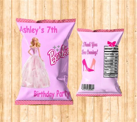 Barbie Chip Bags Barbie Party Favors Barbie Party Favor Bag Etsy