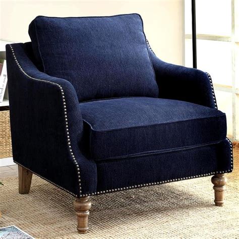 21 posts related to blue accent chairs for living room. Deep Ink Blue Chenille Fabric Upholstered Living Room ...