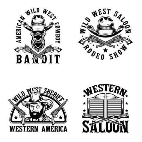 Premium Vector Vintage Western Monochrome Emblems Set