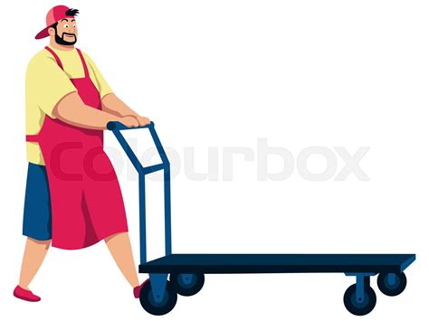 Man Pushing Cart Stock Vector Colourbox