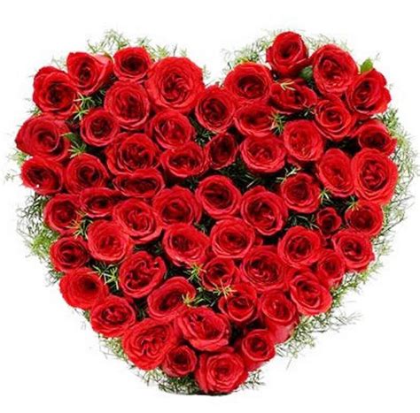 Special Heart Shape Arrangement Of 50 Red Roses Fresh Flowers The
