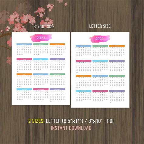 Planner Printable Calendar 2022 2023 Desktop Calendar Wall Calendar