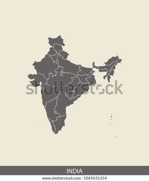 India Map Outline Vector Illustration Gray Stock Vector Royalty Free Shutterstock