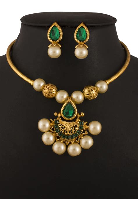 Buy Stone Studded Necklace Set Online Juy657 Utsav Fashion