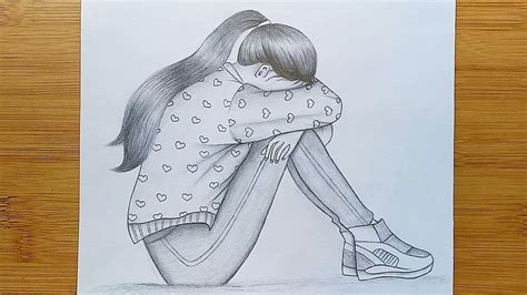 Draw Alone Girl With Pencil Sketch How To Draw A Sad Girl Step By Step