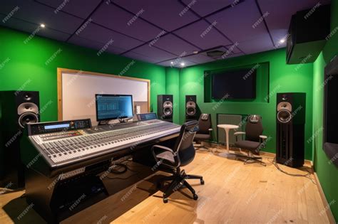 Premium Ai Image Audio Recording Studio Green Colored Beautiful
