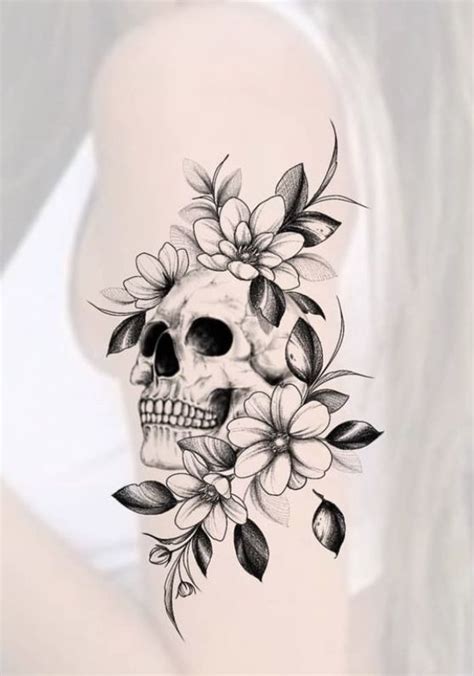 Details 80 Feminine Skull Tattoos With Flowers Ineteachers