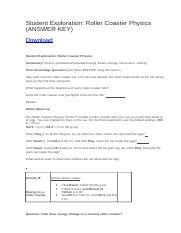 Gizmo roller coaster physics worksheet answers