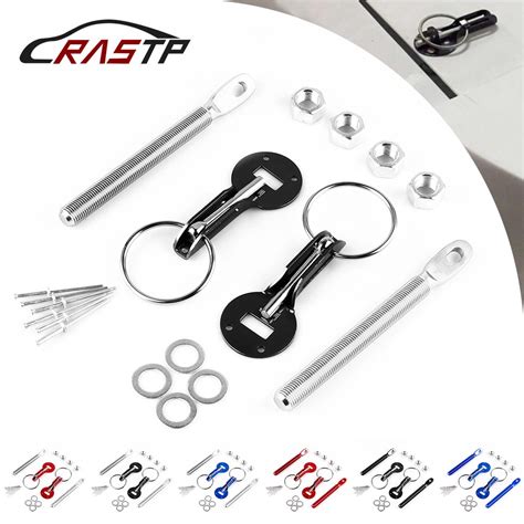 Rastp Racing Alloy Black Bonnet Hood Pin Lock Kit Down Hood Locks Pins