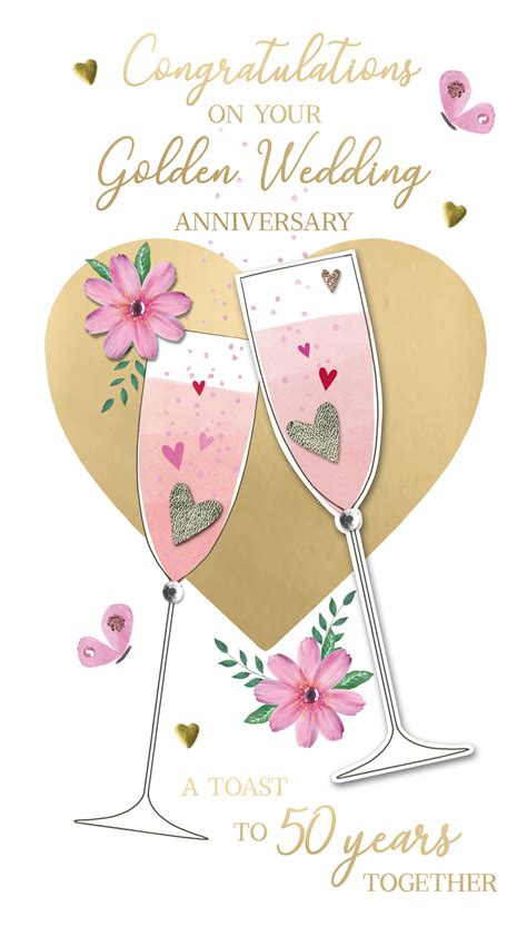 Son And Daughter In Law Anniversary Card Embellished Champagne Greeting Card Cards