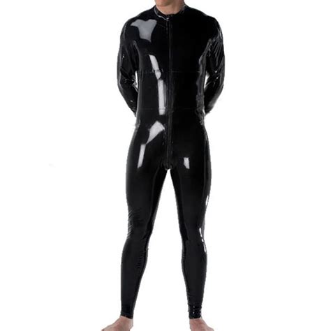Special Offer Sexy Latex Catsuits For Men Black Rubber Bodysuits Full Sleeve Fetish Rubber