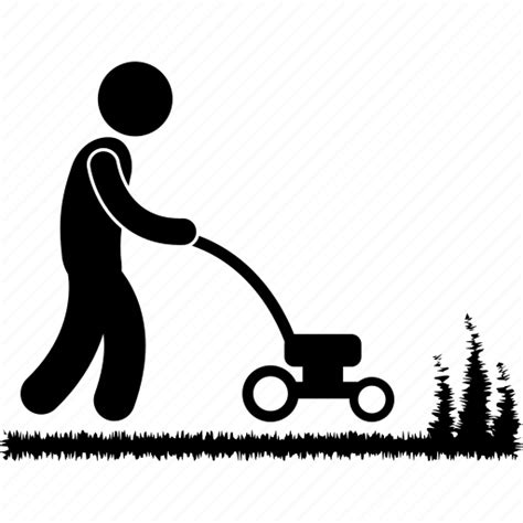 Cutting Gardener Gardening Grass Lawnmower Man Pushing Icon