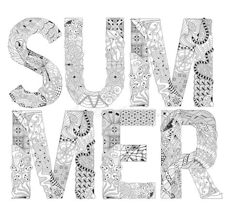 Find the summer words and have a fun and inspiring vacation. Word SUMMER For Coloring. Vector Decorative Zentangle ...
