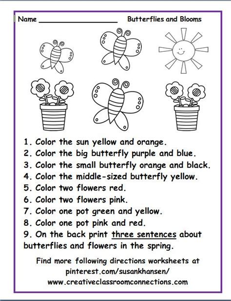 A Printable Worksheet For Butterflies And Blooms With The Words Color