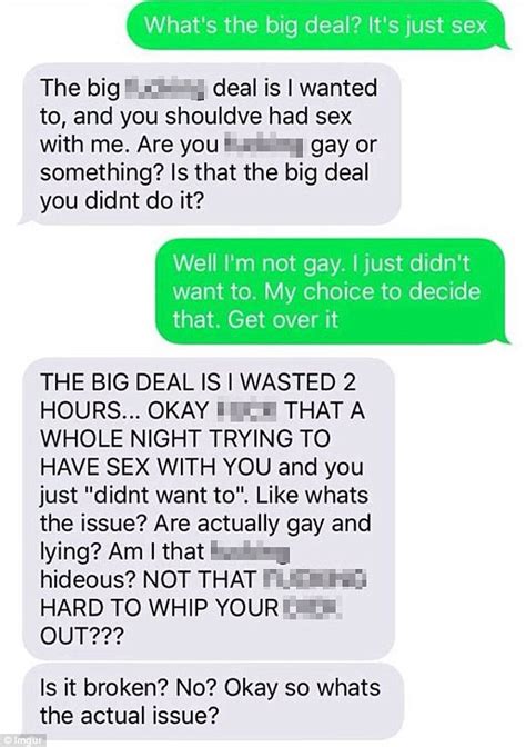 Man Is Sent Abusive Texts After Refusing To Sleep With A Woman On Their First Date Daily Mail
