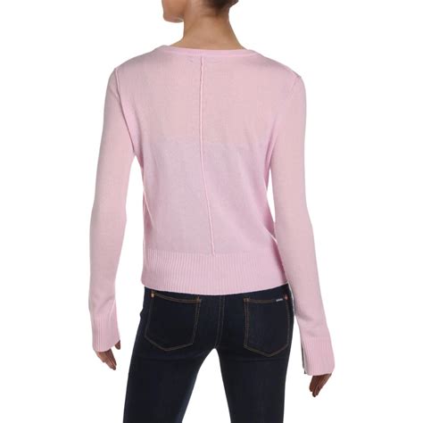 Aqua Womens Pink Cashmere Crewneck Office Cardigan Sweater Top M Bhfo