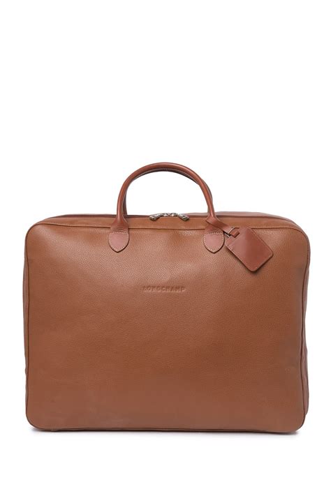 Longchamp Leather Square Duffle Bag In Cognac Modesens