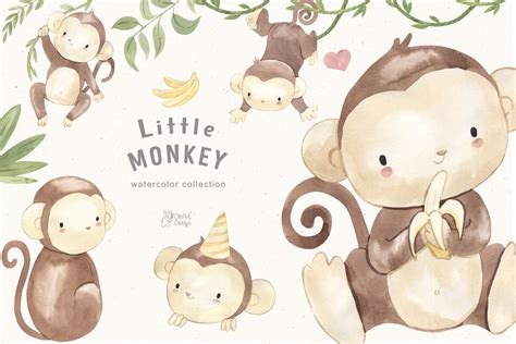 Monkey Safari Animal Clipart By Olliartdesign Thehungryjpeg