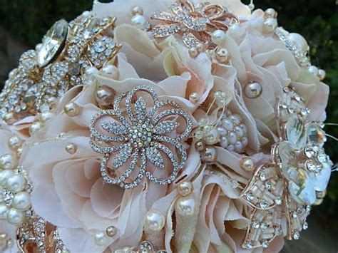 Searching for pink gold wedding bouquet at discounted prices? Blush Pink Rose Gold Brooch Bouquet- $495.00 (Promo Full ...