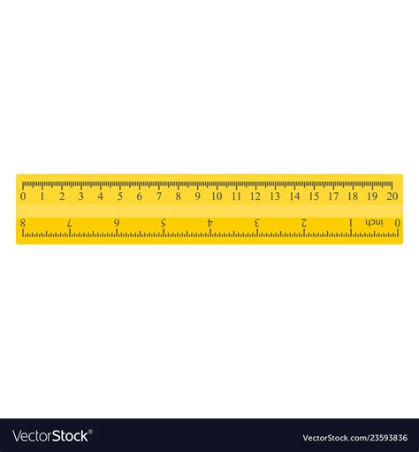 Color Yellow Measuring Ruler 20 Centimeters And 8 Vector Image