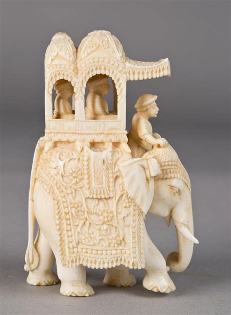 A Very Fine Indian Carved Ivory Elephant
