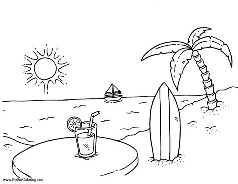 adult pages summer beach coloring pages