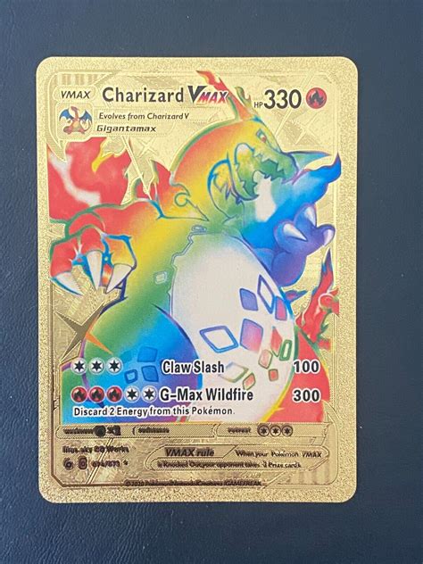 Mavin Rainbow Charizard Vmax Gold Foil Pokemon Card