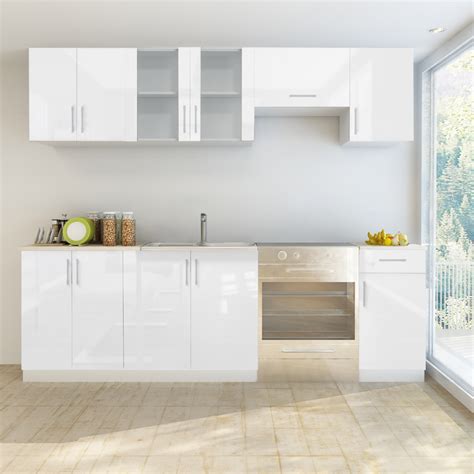 Check spelling or type a new query. white 7 pcs High Gloss White Kitchen Cabinet Unit 240 cm ...