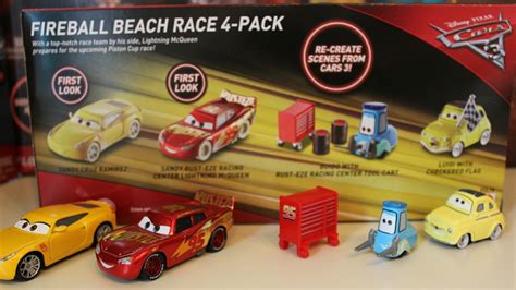 Cars 3 Toys Disney Fireball Beach Race 4 Pk Car Set With Sandy Rust Eze Center Lightning