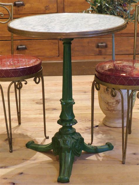 Bistro Table Round Marble Top Green Stand Paris Chez Pluie