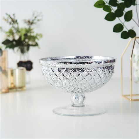 Efavormart 8 Mercury Glass Compote Vase Pedestal Bowl For Wedding Floral Centerpiece Walmart