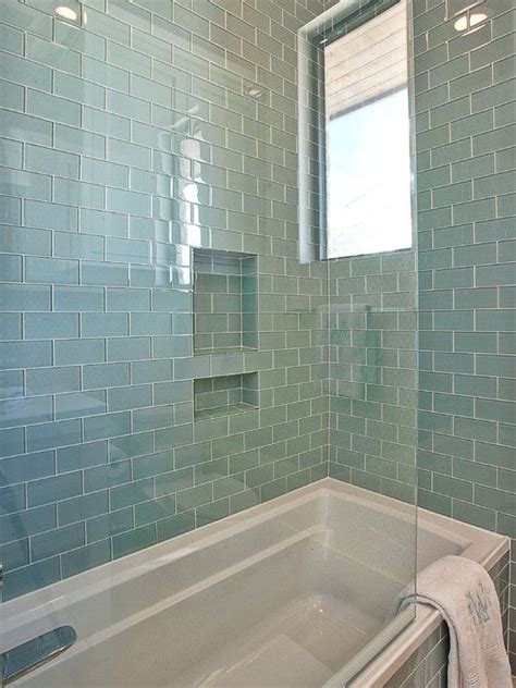 Blue Glass Tile Glass Tile Bathroom Bathrooms Remodel Bathroom Design