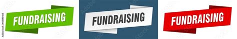 Fundraising Banner Fundraising Ribbon Label Sign Set Stock Vector