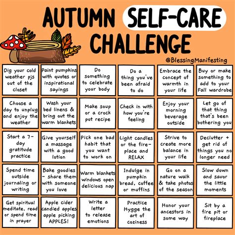 Autumn Self Care Take The Self Care Challenge Blessing Manifesting