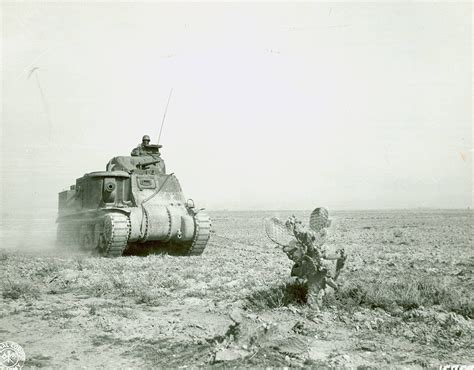 An American M3 Leegrant Tank Near Kasserine Pass In Tunisia Late