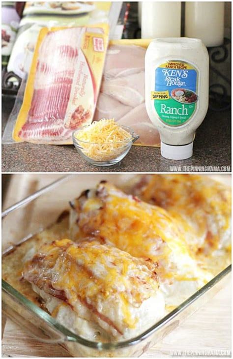 Easy Dinner Recipe 4 Ingredient Bacon Ranch Chicken Bake • The