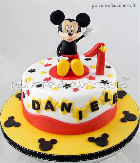 Decorazioni in pasta da zucchero, fiocchi, pois rosa e grandi orecchie! Torta decorata primo compleanno: Topolino o Mickey Mouse ...