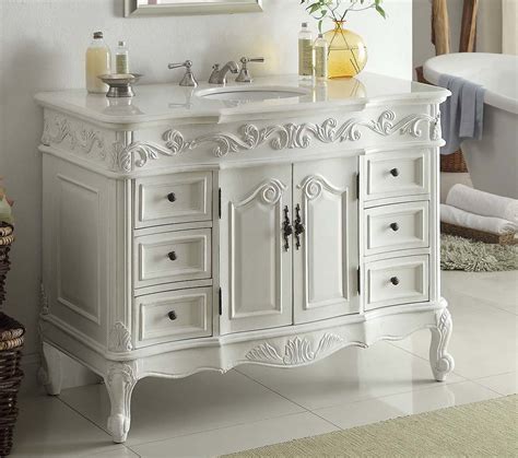Bathroom vanities often are made from antique sideboards, servers, hutches, dressers, washstands, chests, trestle tables, sewing cabinets, or victrola cabinets. 42" inch Bathroom Vanity Classic Traditional Style Antique ...